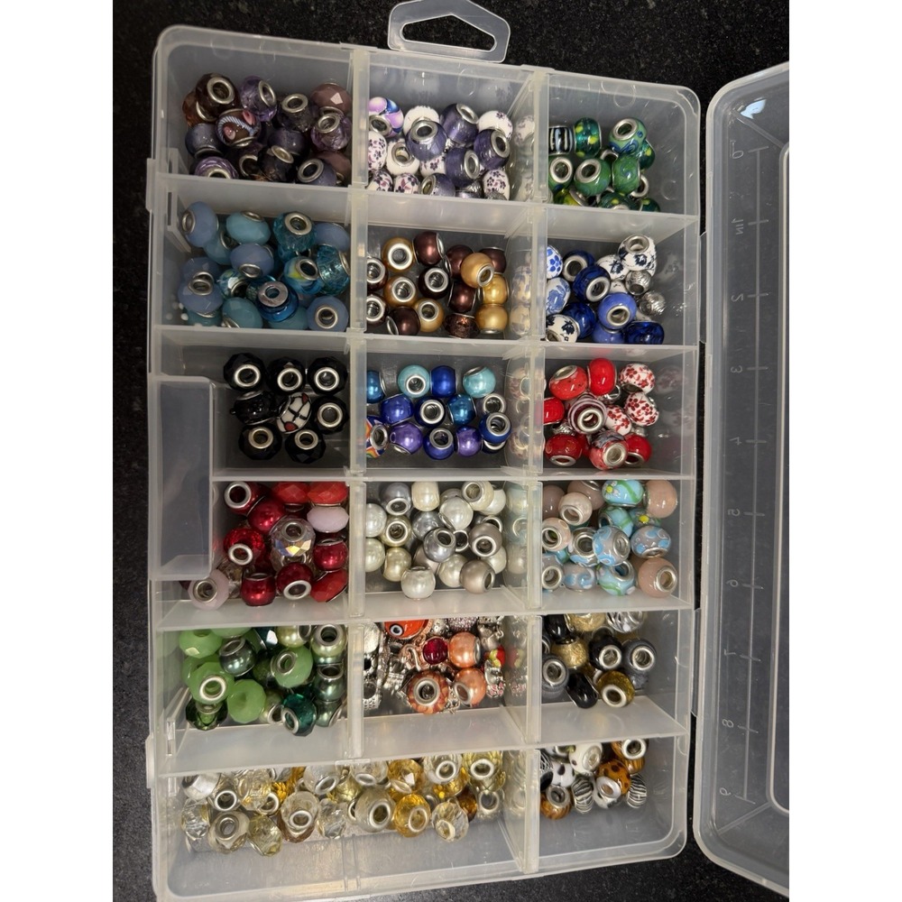 Large Collection of Assorted European-Style Glass Charm Beads Jewelry Maker Lot